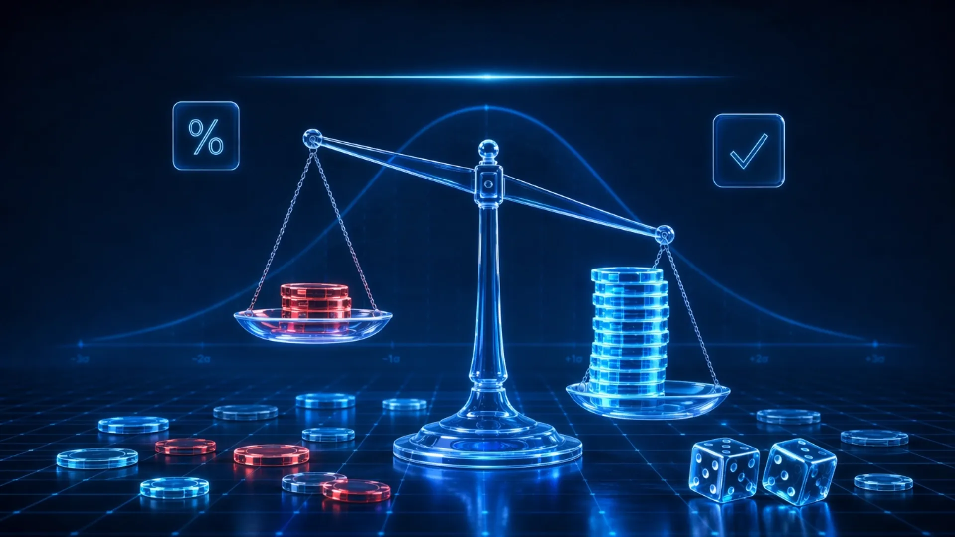 Scales weighing losses against wins — probability and edge in trading